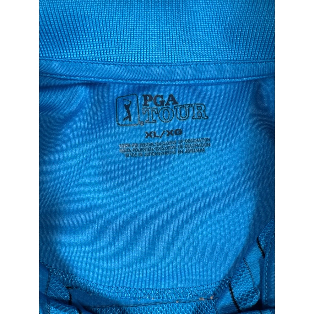 PGA Tour Mens XL Blue Striped Short Sleeve Performance Golf Polo Shirt - Picture 5 of 12
